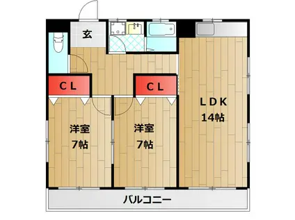ECハイツ(2LDK/3階)の間取り写真