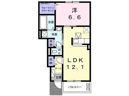 メゾンフルールII(1LDK/1階)の間取り写真