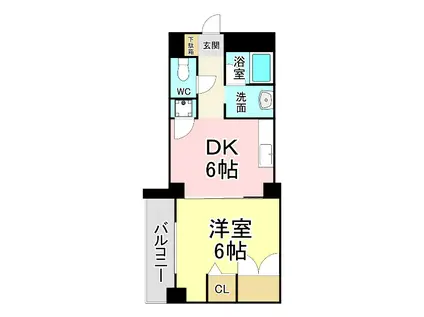 ボヌール片野(1DK/3階)の間取り写真