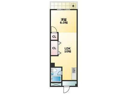 西田辺ハイツ(1LDK/7階)の間取り写真