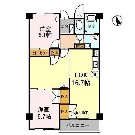 メゾン中村(2LDK/1階)の間取り写真
