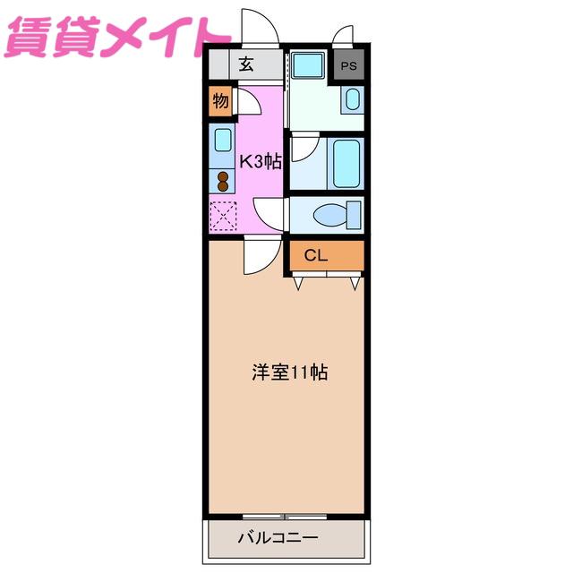 セレッソIKUWA(1K/3階)の間取り写真
