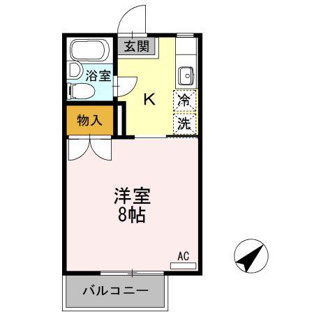 メゾンU(1K/2階)の間取り写真