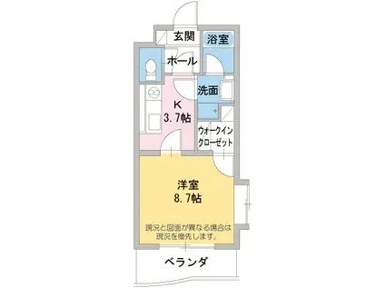 グランチェルト・KII(1K/2階)の間取り写真