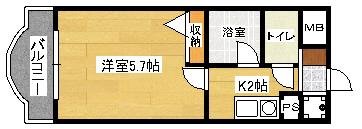 ルーテシア大野(1K/1階)の間取り写真