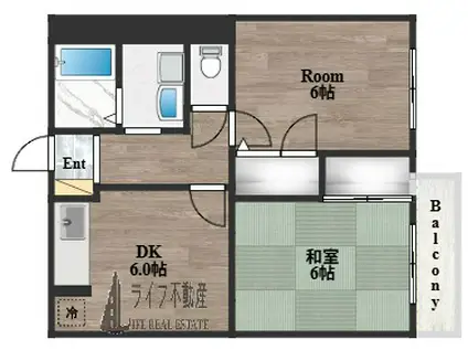 ドミール小阪(2DK/1階)の間取り写真
