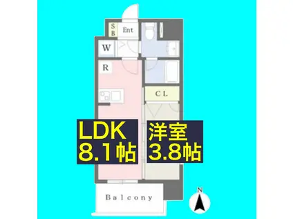 カレント茶屋が坂(1LDK/4階)の間取り写真