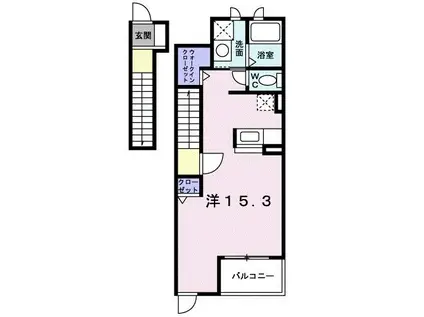 シュクレ せがみII(ワンルーム/2階)の間取り写真