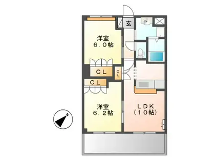 フィールドピアE(2LDK/1階)の間取り写真