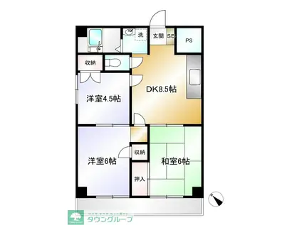 シャトーみのる(3DK/4階)の間取り写真