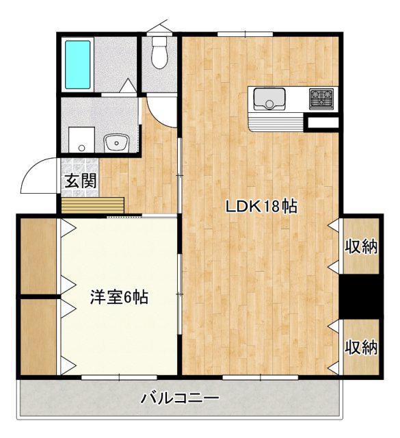 カトレア(1LDK/1階)の間取り写真
