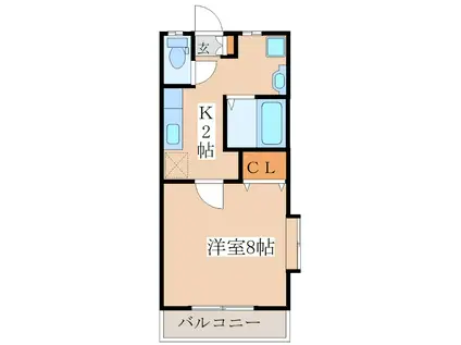 フェヴァリーF(1K/2階)の間取り写真