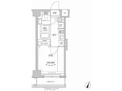 RELUXIA横濱元町(1K/7階)の間取り写真
