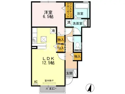 カーサ・竹原(1LDK/1階)の間取り写真