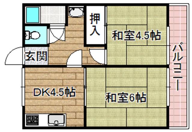 ヴェール美園(2DK/1階)の間取り写真