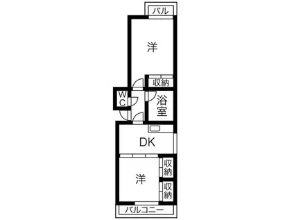 サンハイツ中駒(2DK/2階)の間取り写真