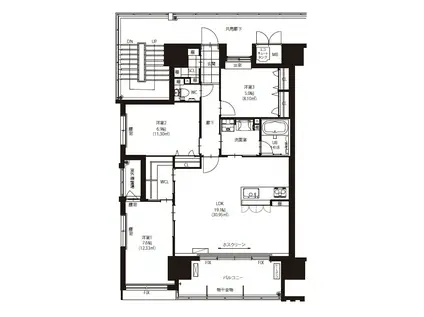 ニューガイア大分駅前NO.63(3LDK/5階)の間取り写真