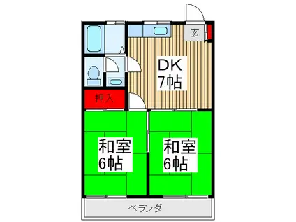 イコーハイツ(2DK/2階)の間取り写真