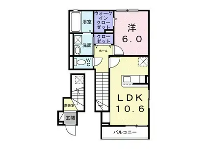 カーサバレンシア多米西町(1LDK/2階)の間取り写真