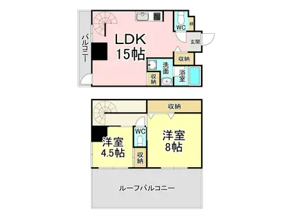 ブルーダイヤモンド中間(2LDK/4階)の間取り写真
