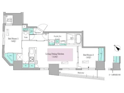 アーバネックス日本橋馬喰町II(2LDK/12階)の間取り写真