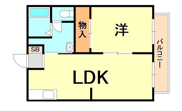 片山ハイツ(1LDK/1階)の間取り写真