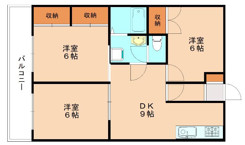 シティフォレスト海老津(3DK/3階)の間取り写真