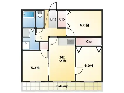 シンワ・メゾン 伊川谷(3DK/2階)の間取り写真