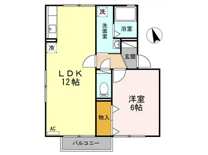 クレセントオサダB(1LDK/1階)の間取り写真