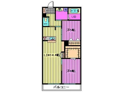 ヴァン ブリエ(2LDK/1階)の間取り写真