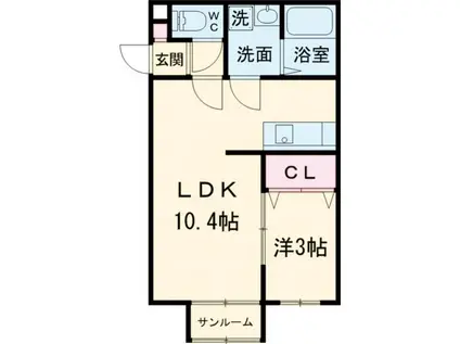 PROUD(1LDK/1階)の間取り写真