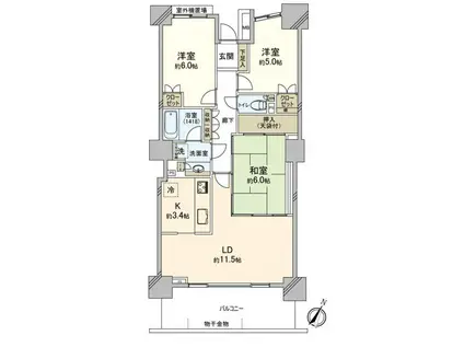 パークシティ大宮セントラルタワー(3LDK/3階)の間取り写真