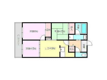ヴィバコート(3LDK/3階)の間取り写真