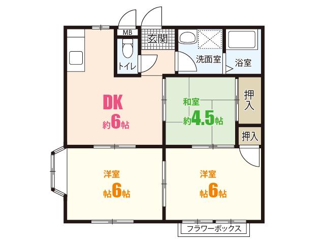 エルディム竹内(3DK/1階)の間取り写真
