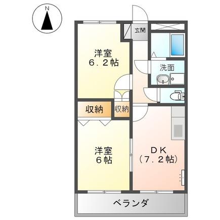 プロニティーハイム(2DK/1階)の間取り写真