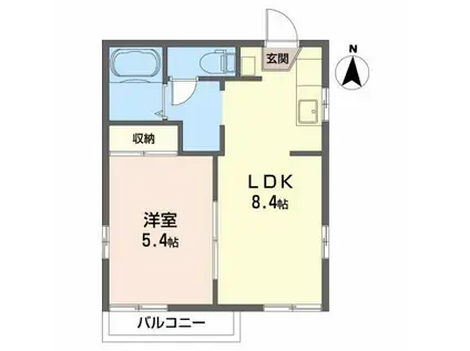 ハウスグリーンヒルC棟(1LDK/2階)の間取り写真