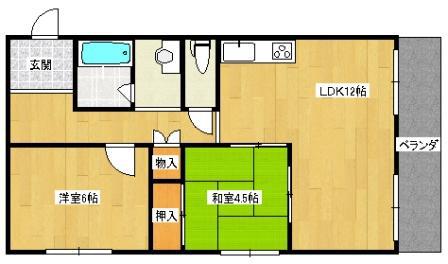 西廣マンション(2LDK/2階)の間取り写真
