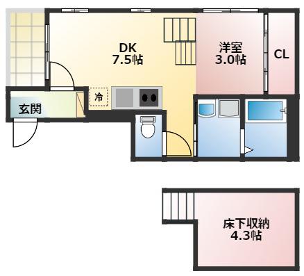 ファミリエ NAGOYA(1SDK/1階)の間取り写真