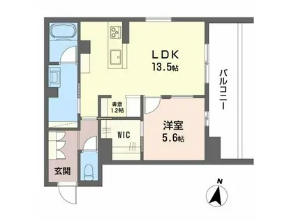 LUANA KAMISUGI(1LDK/2階)の間取り写真