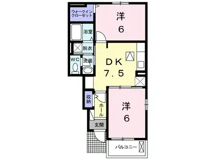 アルルのこみちII(2DK/1階)の間取り写真