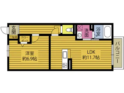 GOLD HEIMII(1LDK/2階)の間取り写真