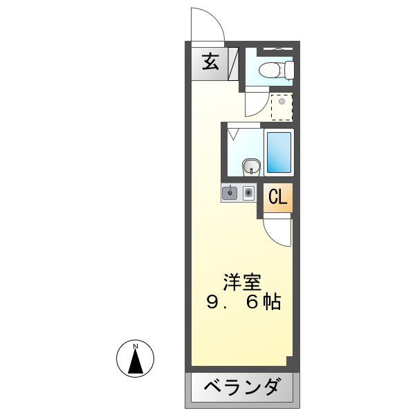 エレガンスみやもと(ワンルーム/3階)の間取り写真