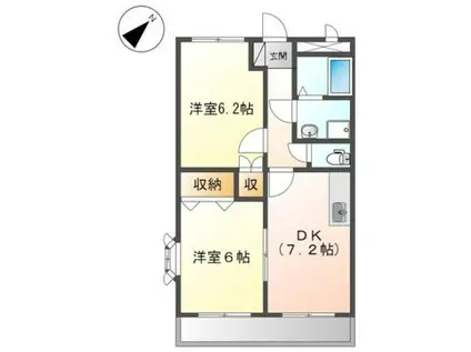 アプリコットハウス(2DK/1階)の間取り写真