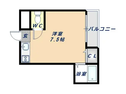 クリエイトPART1(ワンルーム/2階)の間取り写真
