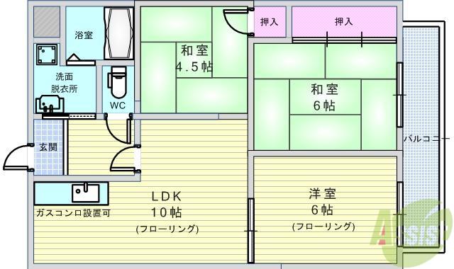 豊中ガーデンズ(3LDK/1階)の間取り写真