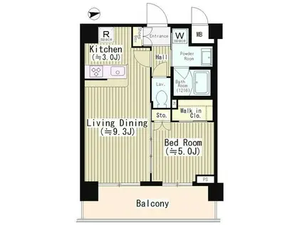 エディアン目黒本町(1LDK/5階)の間取り写真