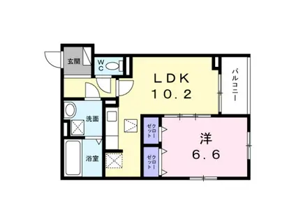 オルテンシア(1LDK/1階)の間取り写真