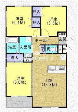セゾンコート(3LDK/2階)の間取り写真