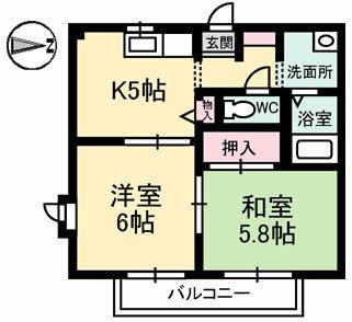 ディアスマーサ(2K/2階)の間取り写真