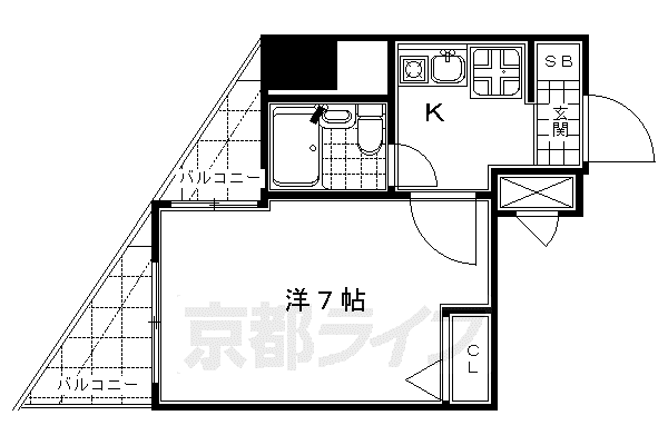 エスリード京都駅前(1K/7階)の間取り写真
